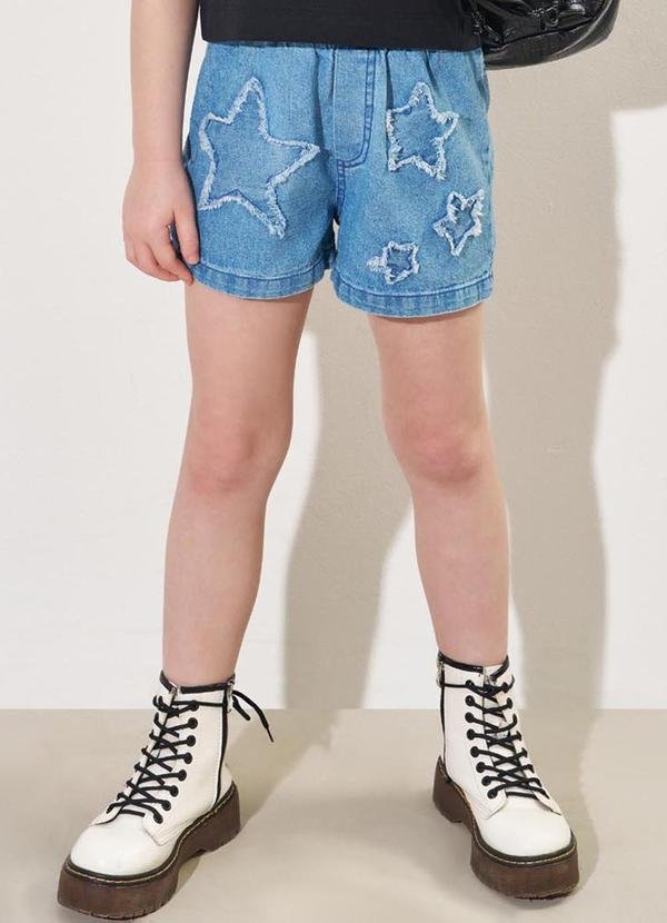Shorts Jeans Menina com Estrelas