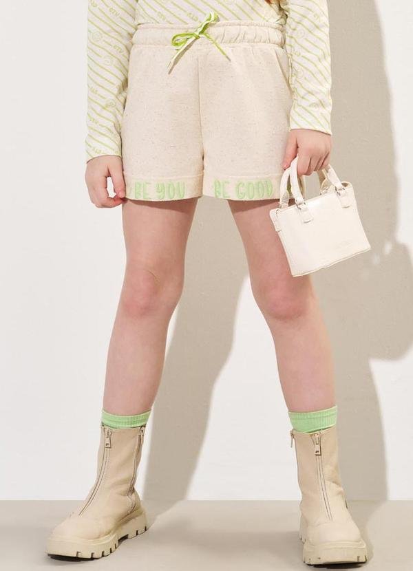 Shorts Menina em Moletom Linho Bege