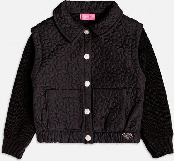 Jaqueta com Mangas de Tricot Preto