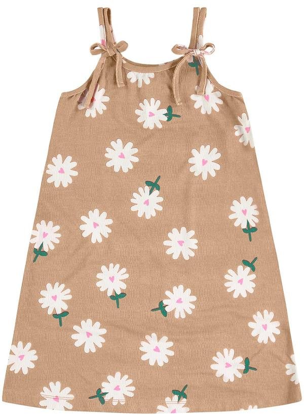 Vestido Infantil Visco Maquinetada Marrom