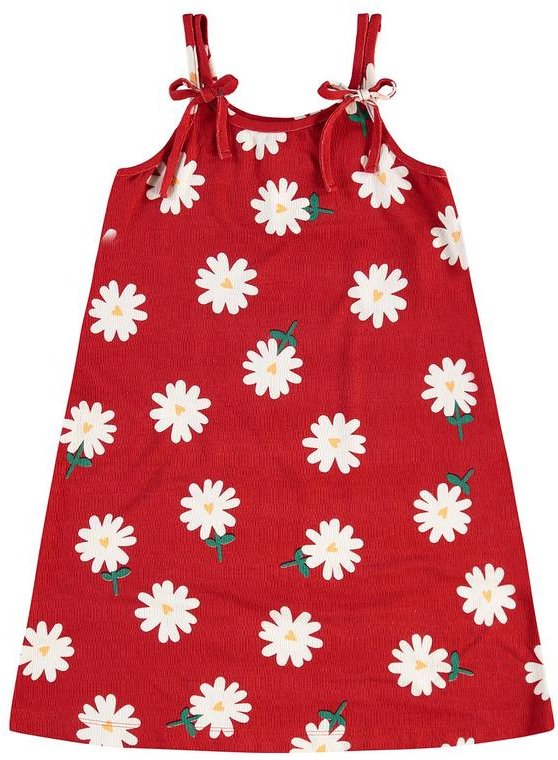 Vestido Infantil Visco Maquinetada Vermelho