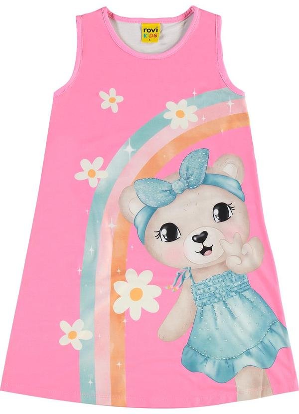 Imagem principal Vestido Poly Touch Meia Malha Rosa Rovi Kids Rovi Kids