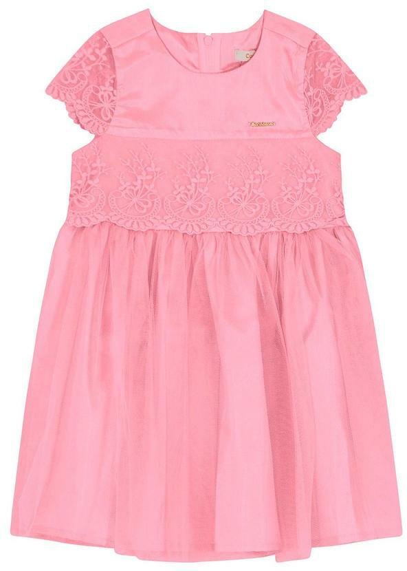 Imagem principal Vestido Rosa em Tule com Renda Menina Carinhoso Carinhoso