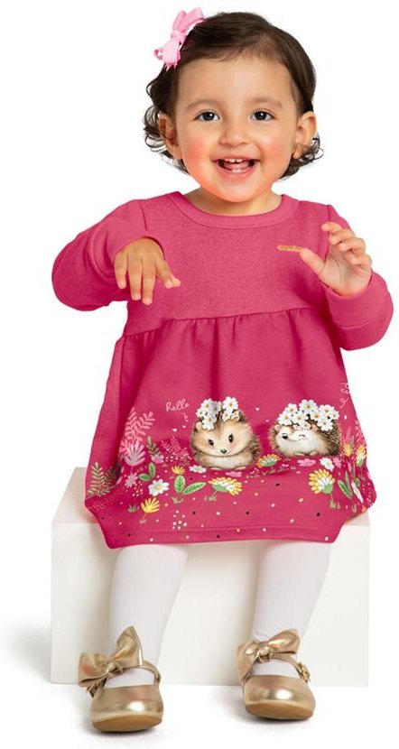 Imagem principal Vestido Bebê em Moletom Felpado Rosa Marlan Marlan