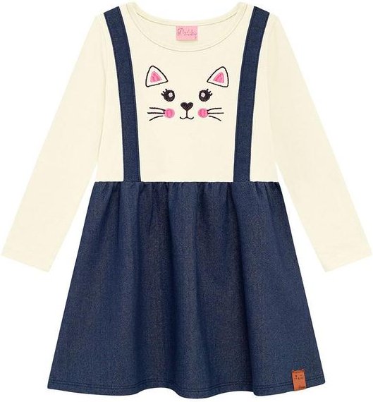 Imagem principal Vestido Infantil em com Bordado Bege Duduka Duduka