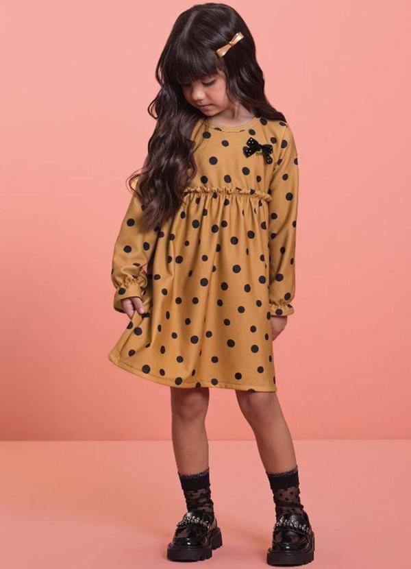 Imagem principal Vestido Infantil em Molecotton Poá Marrom Milli E Nina Milli E Nina