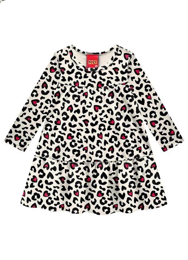 Vestido Infantil Menina Animal Print Cinza