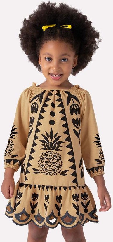 Imagem principal Vestido Infantil Menina em Cotton Marrom Nanai Nanai