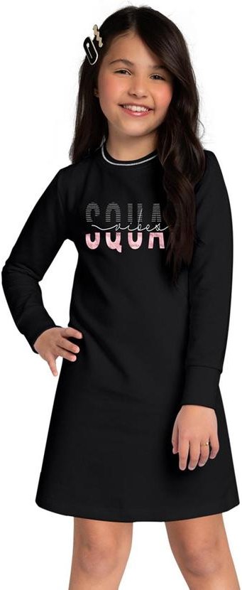 Vestido Infantil Menina em Moletinho Preto