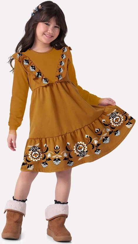 Imagem principal Vestido Infantil Menina Flores Amarelo Nanai Nanai