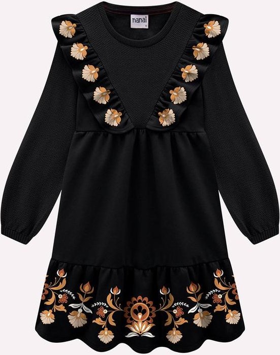 Imagem principal Vestido Infantil Menina Flores Preto Kyly Kyly