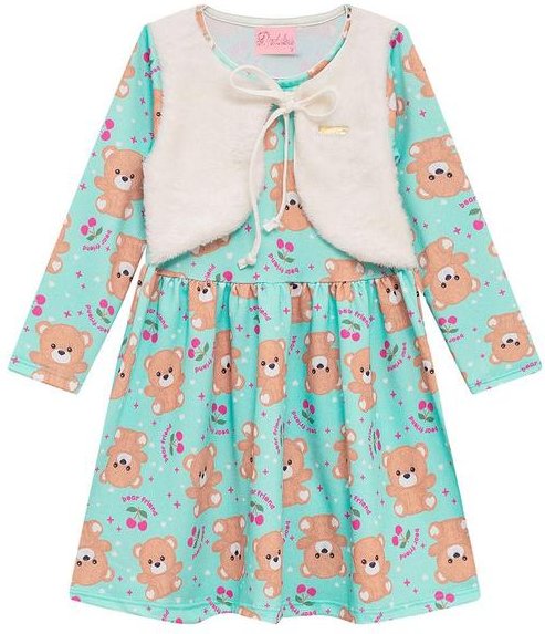 Vestido Infantil Suplex com Bolso Verde