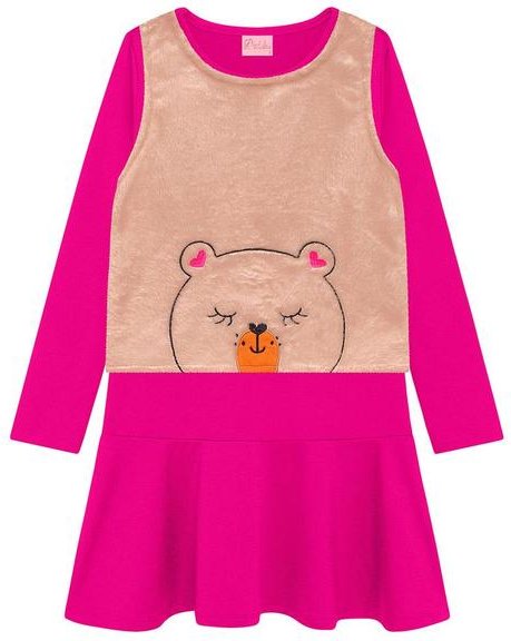 Imagem principal Vestido Infantil Suplex Pelo e Bordado Rosa Duduka Duduka