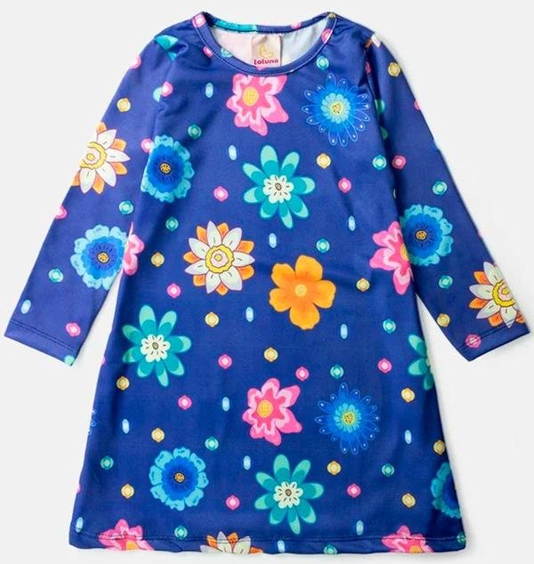 Vestido Manga Longa em Suplex Laluna Azul