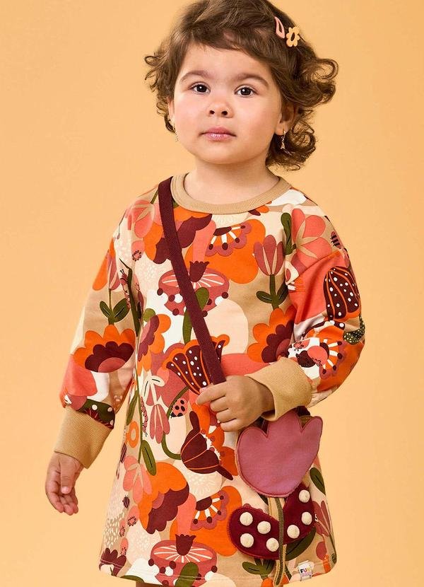 Imagem principal Vestido Manga Longa Floral com Bolsa Laranja Elian Elian