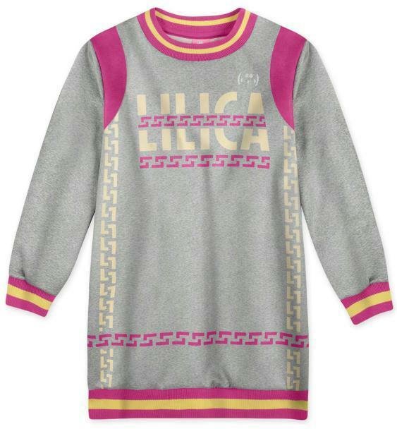 Vestido Manga Longa Infantil MeninaCinza