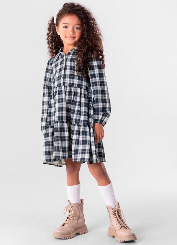 Imagem principal Vestido Xadrez Infantil Menina Branco Brandili Mundi Brandili Mundi