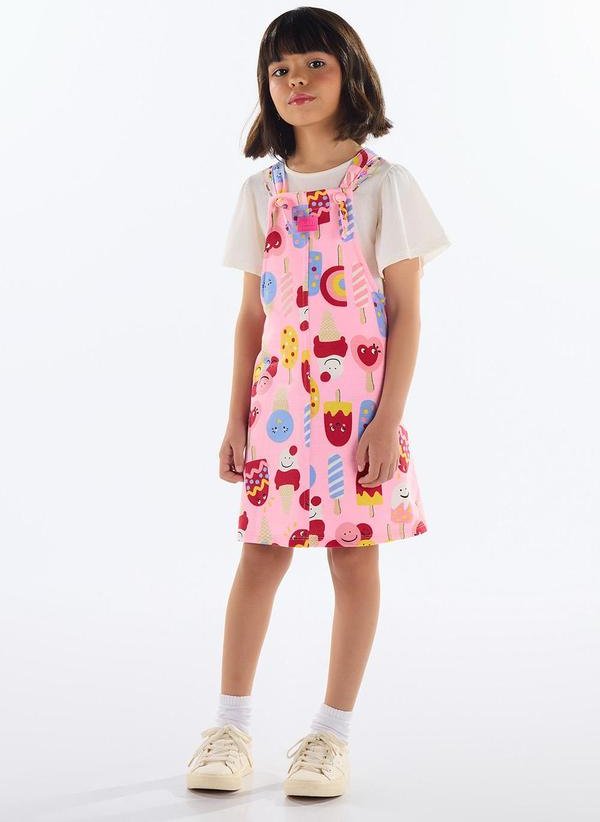 Imagem principal Salopete Infantil Moletom Rosa Quimby Quimby