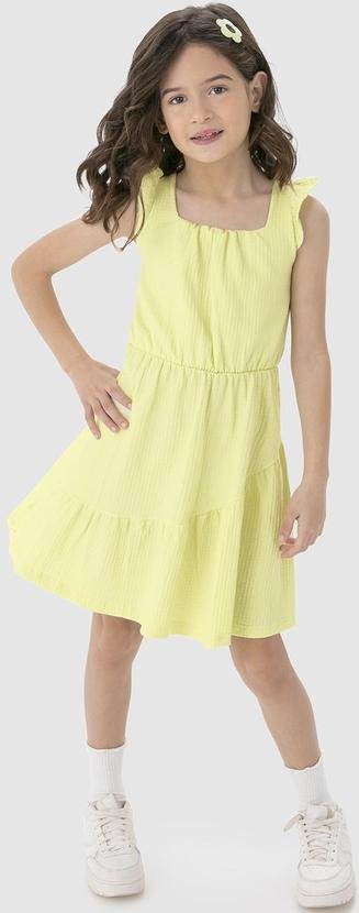 Imagem principal Vestido Amarelo Claro Godê em Malha Texturizada Malwee Kids Malwee Kids