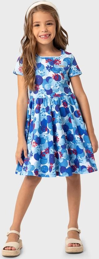 Imagem principal Vestido Azul Godê Floral Carinhoso Carinhoso