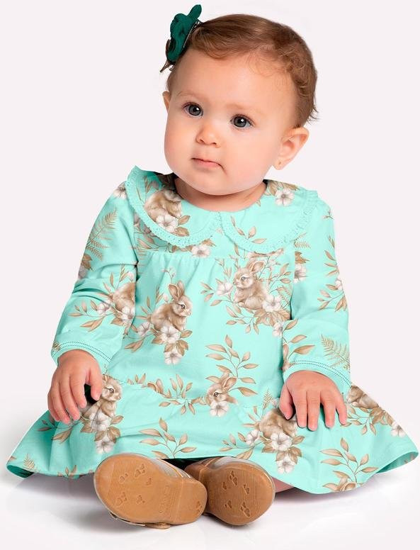 Imagem principal Vestido com Calcinha Bebê Coelhinhos Verde Milon Milon