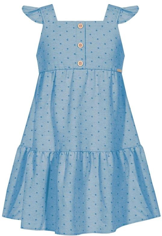 Imagem principal Vestido Curto de Alças com Babado e Botões Azul