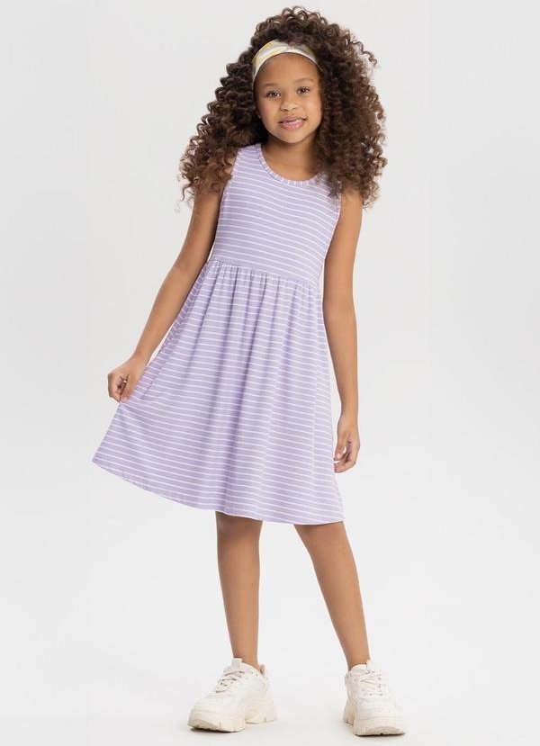 Imagem principal Vestido Curto Listrado em Malha Canelada Rosa Alakazoo Alakazoo