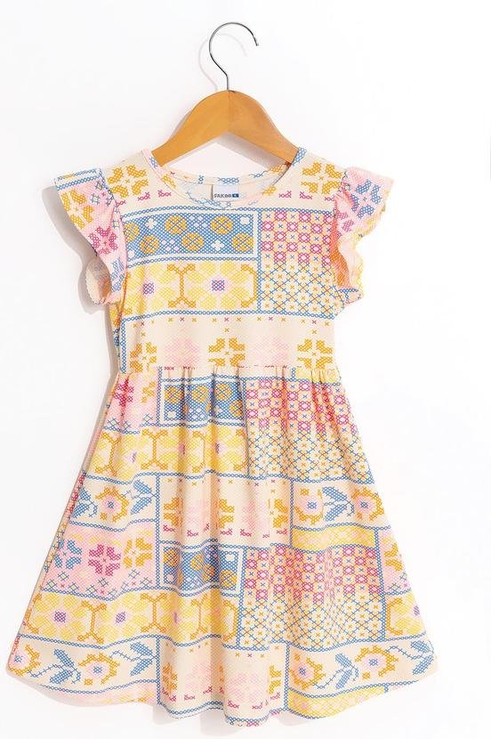 Vestido em Cotton Estampado Rosa