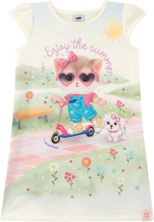 Imagem principal Vestido em Cotton Maquinetado Bege Marlan Marlan