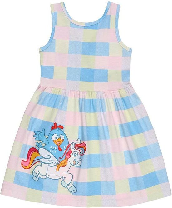 Vestido em Meia Malha Galinha Pintadinha Rosa