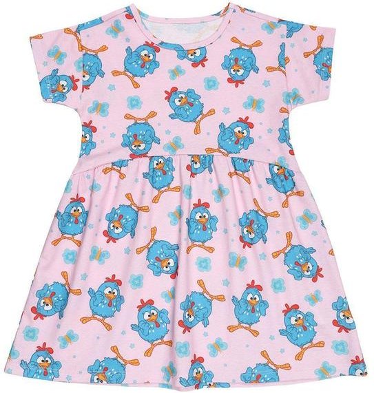 Vestido em Meia Malha Galinha Pintadinha Rosa