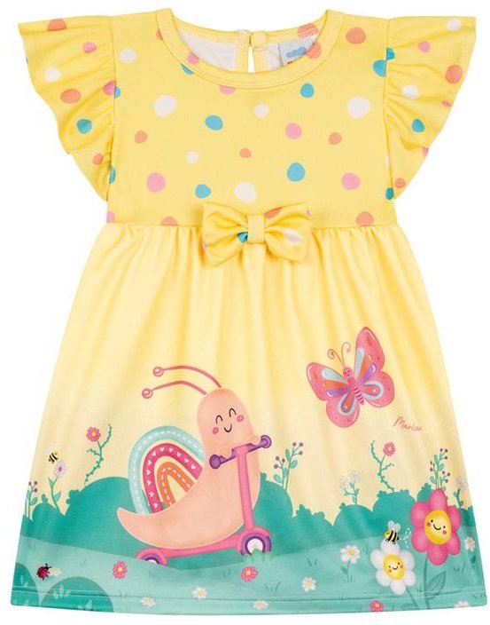Imagem principal Vestido em Newtech Confeti e Liso Amarelo Marlan Marlan