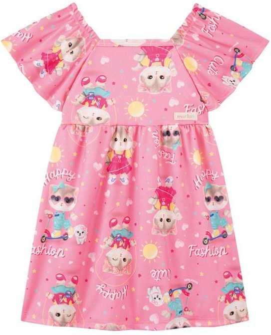 Imagem principal Vestido em Newtech Gatinhas Fashion Rosa Marlan Marlan