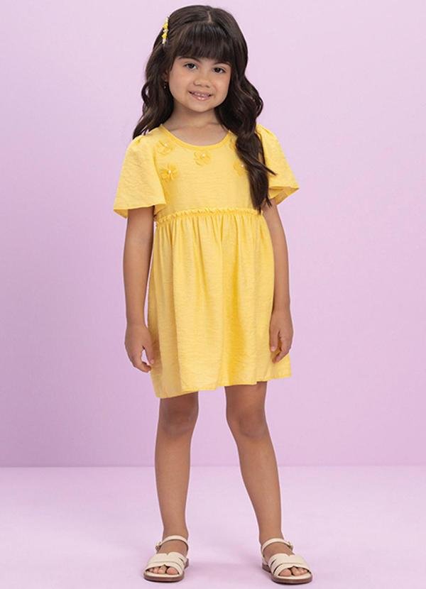 Vestido em Poliamida Rajada Amarelo