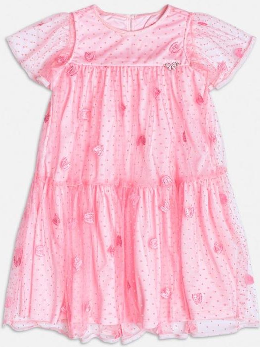 Imagem principal Vestido em Tule Flocado com Borboletas Rosa Momi Momi