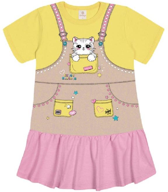 Imagem principal Vestido Estampado Amarelo e Rosa Abrange Abrange