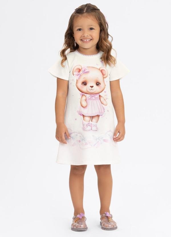 Imagem principal Vestido Estampado Infantil com Strass Branco Alakazoo Alakazoo