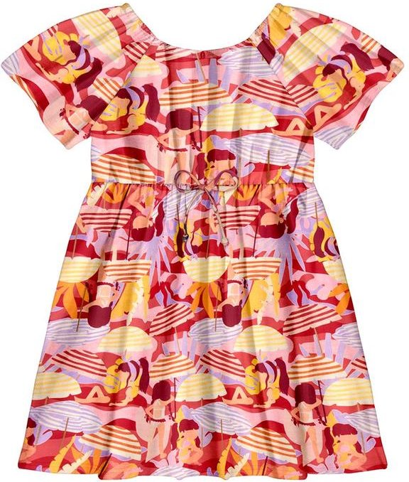 Vestido Evasê Infantil Menina em Malha Laranja