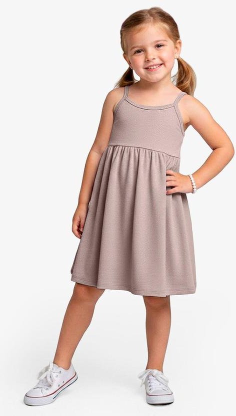 Vestido Feminino Infantil de Alças Marrom