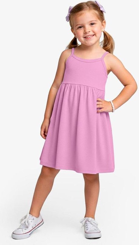 Vestido Feminino Infantil de Alças Rosa