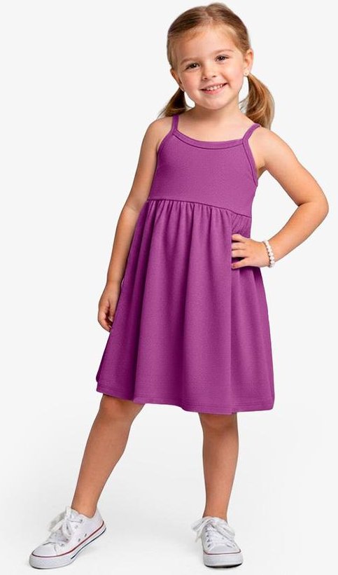 Vestido Feminino Infantil de Alças Roxo