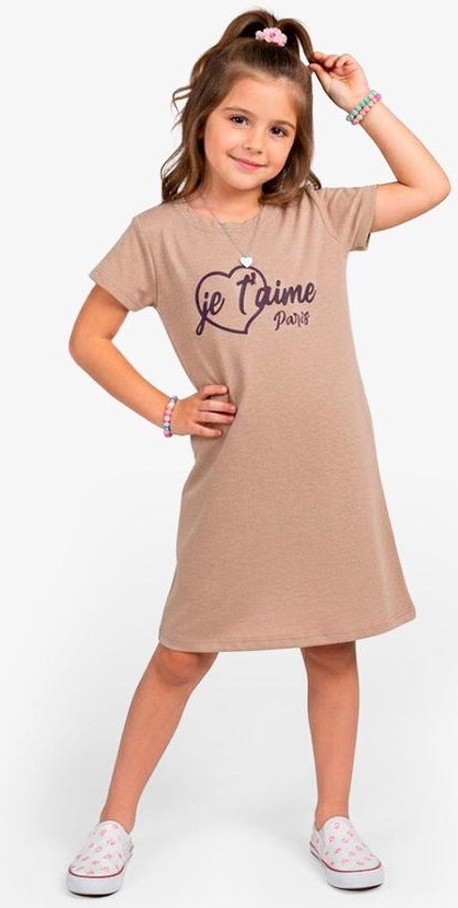 Vestido Feminino Infantil em Molecotton Marrom