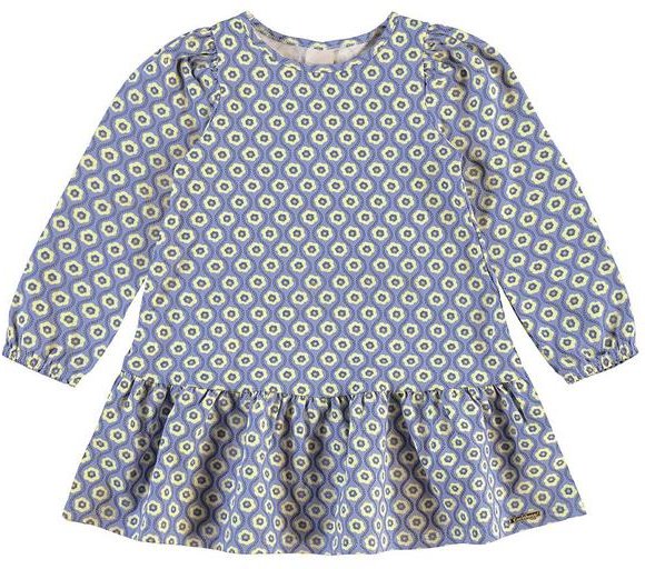 Vestido Floral com Babado Azul