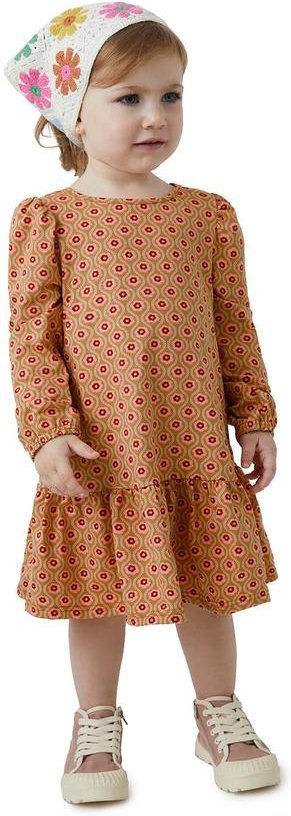 Vestido Floral com Babado Marrom