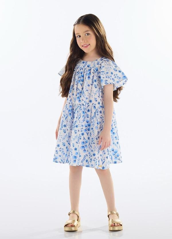 Imagem principal Vestido Floral Tricoline Azul Quimby Quimby