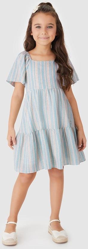 Imagem principal Vestido Godê em Linho Listrado Off White Carinhoso Carinhoso