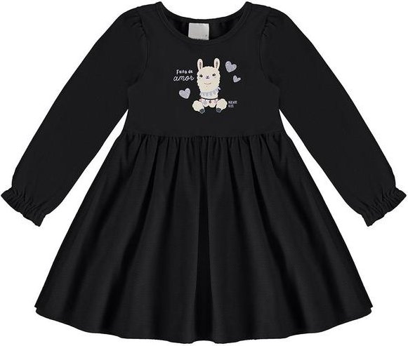 Imagem principal Vestido Godê Lhama MeninaPreto Malwee Kids Malwee Kids