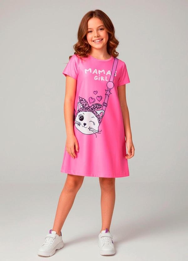 Imagem principal Vestido Infantil Bolsa Gato Rosa Laluna Laluna