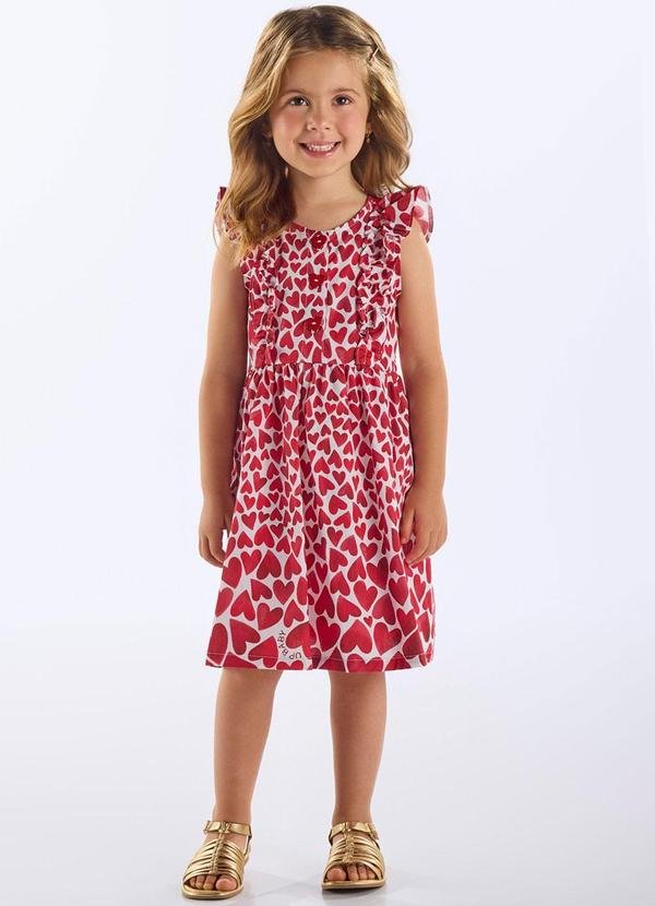 Imagem principal Vestido Infantil Corações Algodão Vermelho Up Baby Up Baby