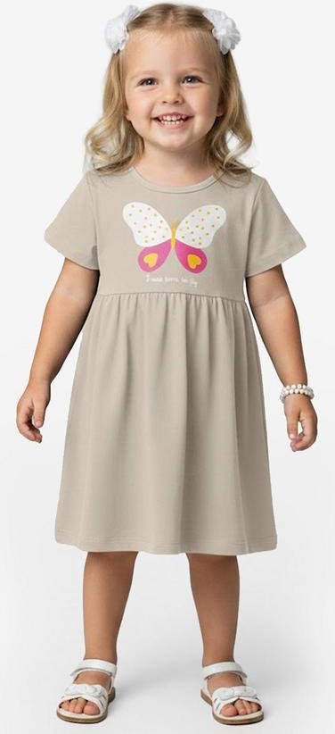 Vestido Infantil em Molecotton Bege